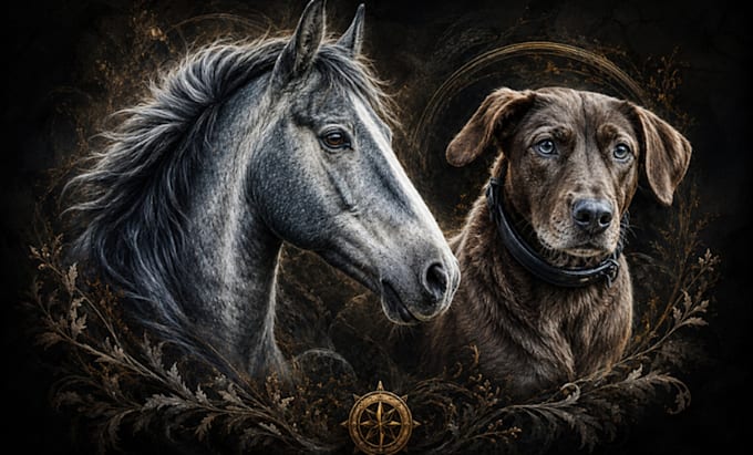 create a custom vector memorial portrait of your pet
