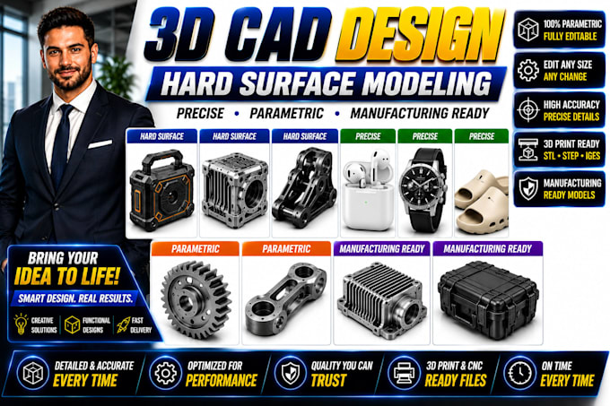3d hard surface modeling solidworks parametric cad product model for 3d printing