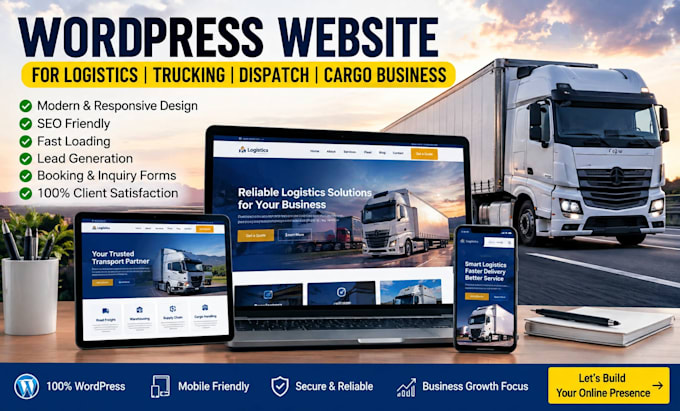 do wordpress logistics website trucking website dispatch website cargo website