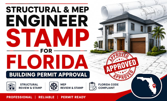 review house plan, structural, mep engineer stamp for florida building permit