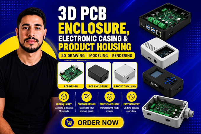 design custom 3d pcb enclosure, electronic casing and product housing