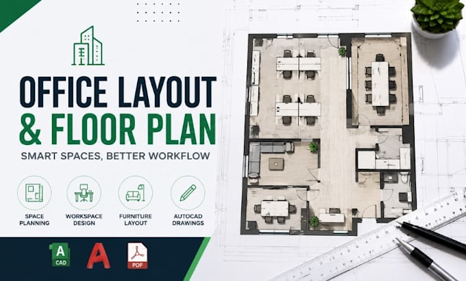 design office space planning, office layout and autocad floor plans