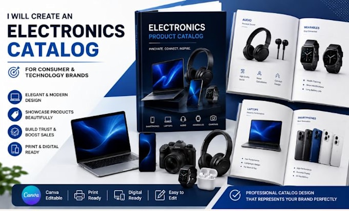 create an electronics catalog  design for consumer and technology brands