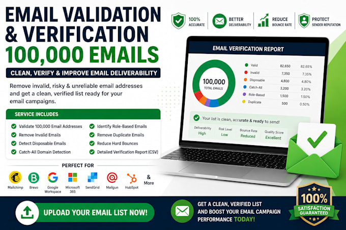 verify 100,000 email addresses and remove invalid emails
