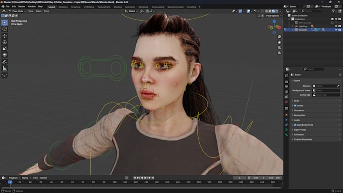 model and rig a 3d character with 52 arkit blendshape facial rigging lips sync