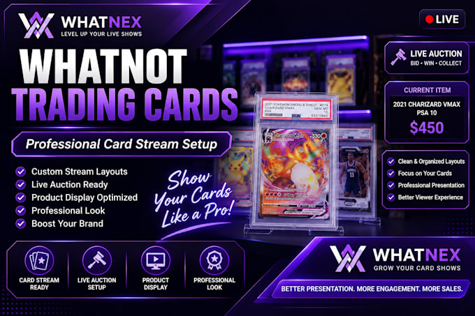 create a professional whatnot trading card live stream setup