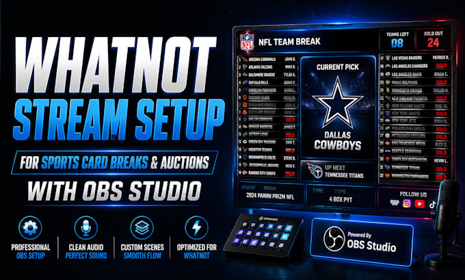 set up your whatnot sports card breaks and auctions with obs studio