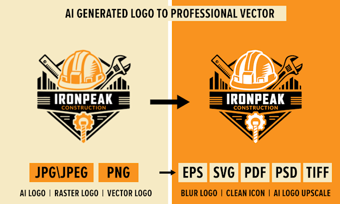 vectorize redesign fix ai generated logo to vector for business or brand