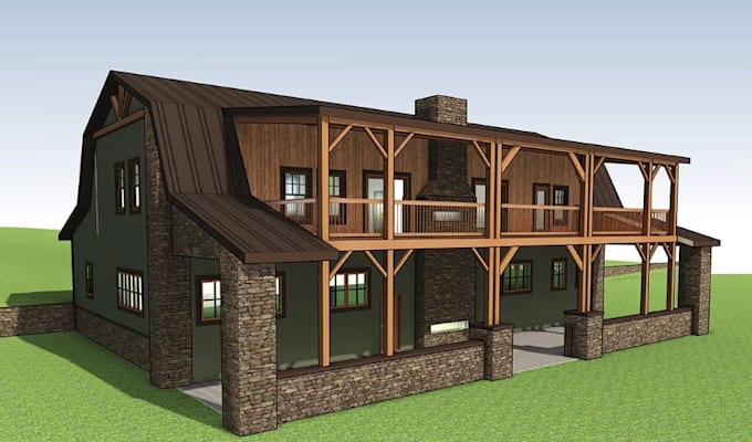 design a custom barndominium floor plan with 3d renders