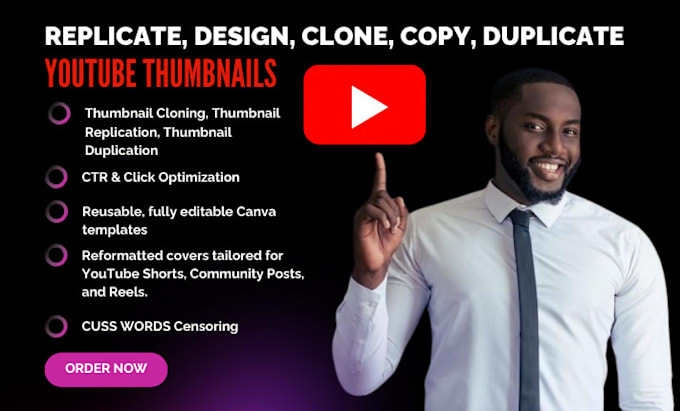 replicate, clone, duplicate, design, copy youtube thumbnails