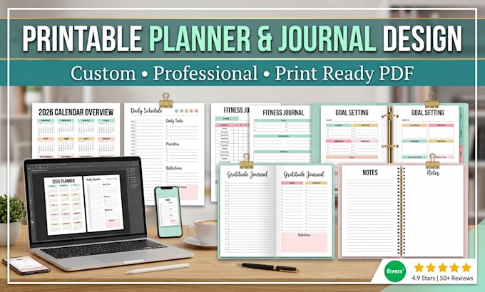 create professional printable planners, journals and PDF templates