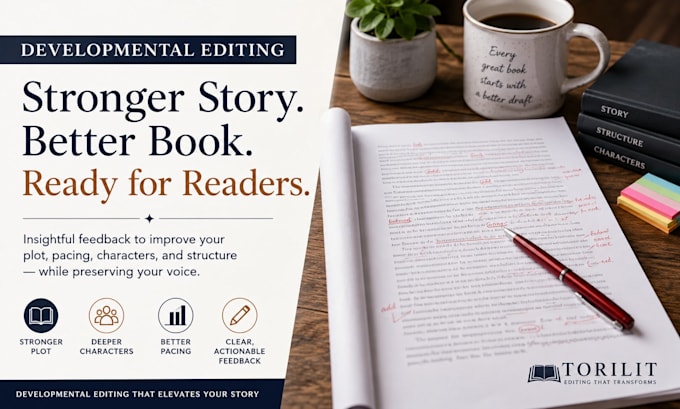 provide substantive developmental edit your book, novel book editor