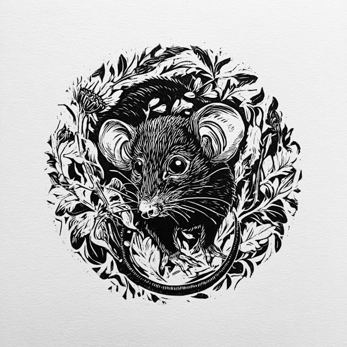 draw rustic, linocut, scratchboard retro vector logo