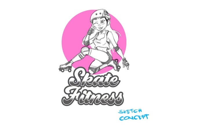 design cartoon roller skating lessons logo