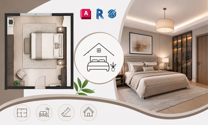 create bedroom layout plans, residential interior space planning