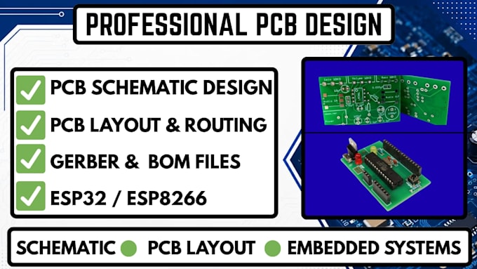 design pcb schematic, pcb layout design, arduino device, esp32 altium, easyeda