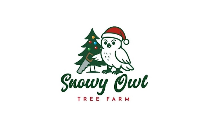 make snowy owl christmas tree farm logo