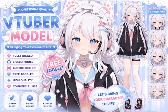 vtuber model live2d vtuber model vtuber rigging male or female vtuber 2d model