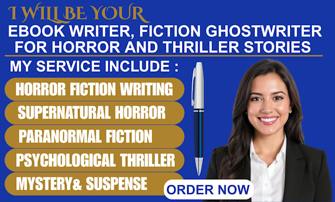 be your professional horror and thriller fiction ghostwriter for ebooks