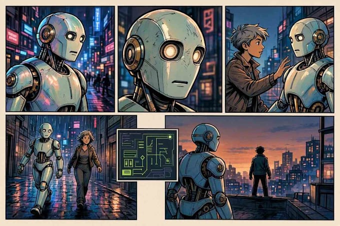 create ai comic book, illustrations any style
