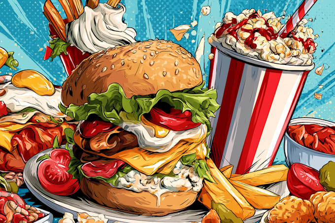 draw food pop art