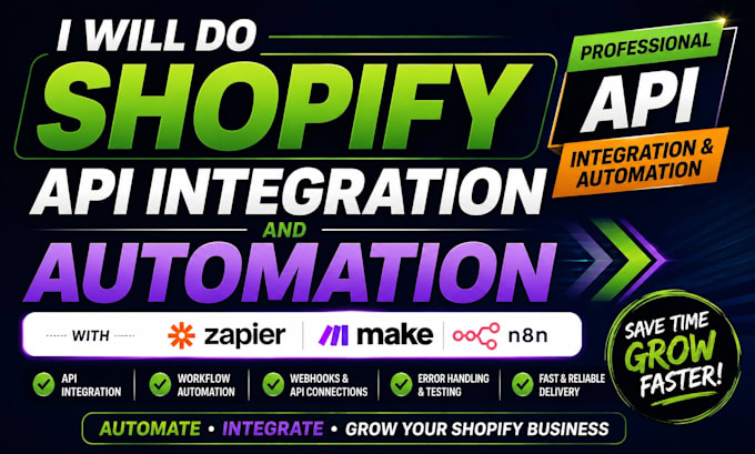 do shopify API integration automation with zapier make n8n