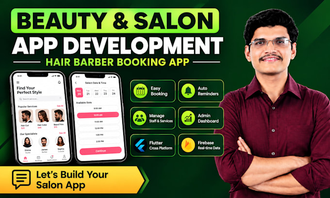 develop beauty and salon app, hair barber booking app in flutter