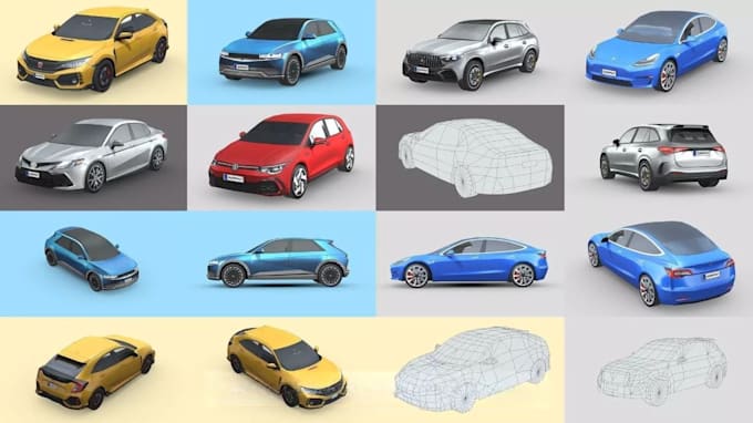 build optimized low poly 3d car model, vehicle pack for your game, german suv 3d