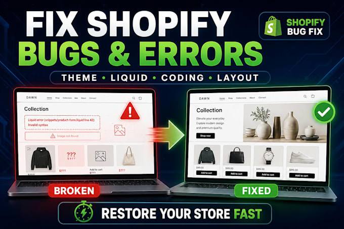 fix shopify bugs errors issues and theme bugs
