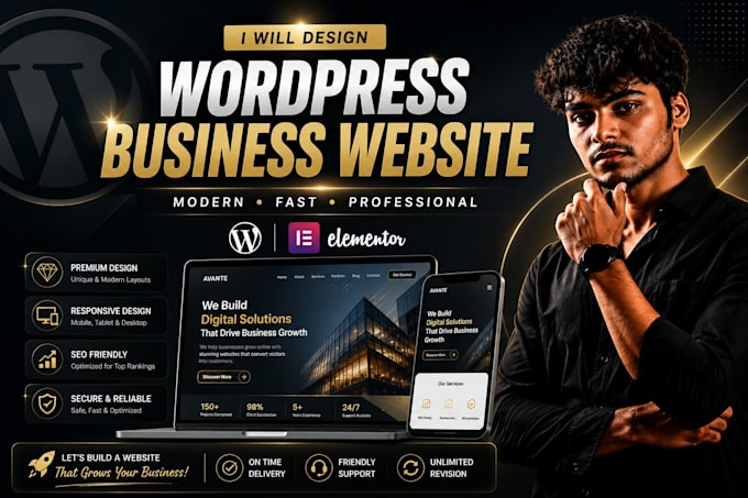 design wordpress website, business website using elementor