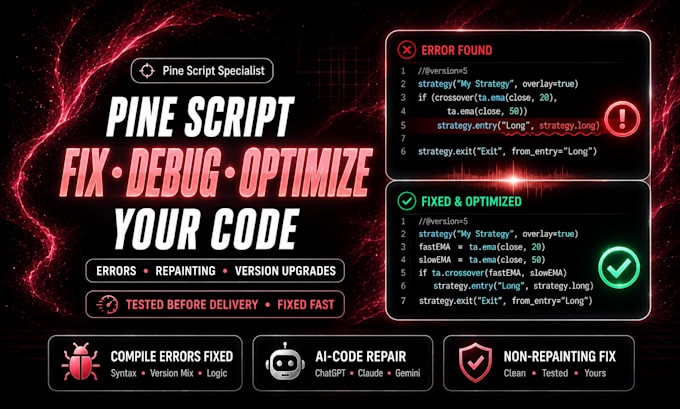 fix debug and optimize your tradingview pine script code