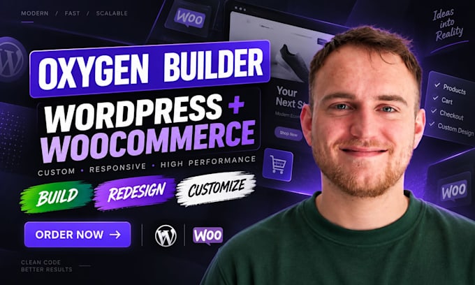 build, redesign and customize wordpress oxygen builder woocommerce