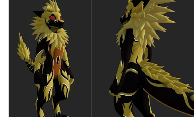 do custom 3d furry vrchat avatar, fursona, anthro character, pc quest, rigging