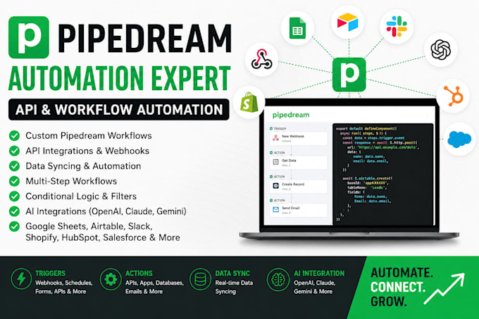 build pipedream API integrations webhooks and workflow automation
