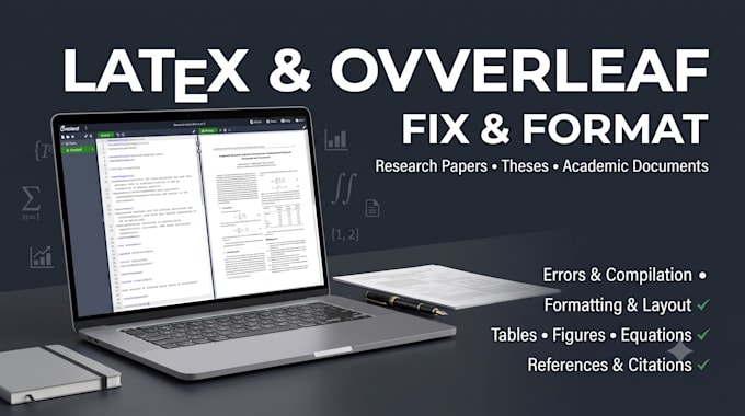 fix errors and formatting issues in your latex overleaf document