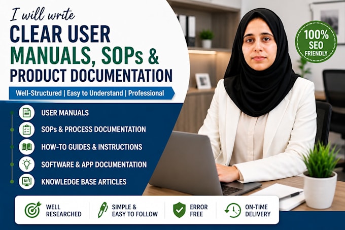 write clear user manuals, sops, and product documentation
