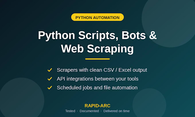 write python scripts to automate tasks, scrape data, or connect apis