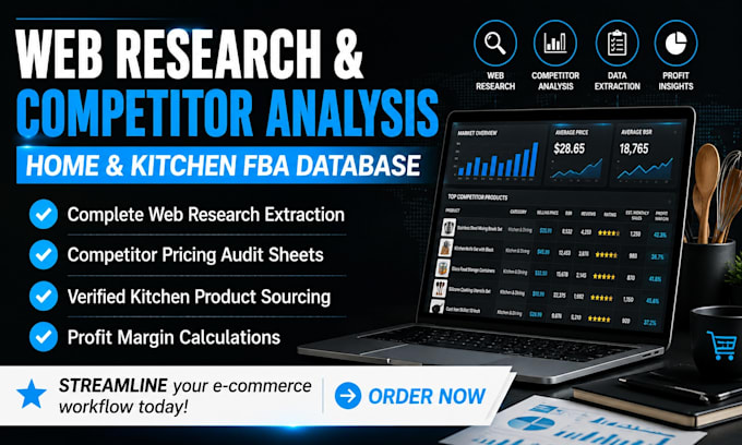 do web research for competitor analysis, amazon fba product sourcing database
