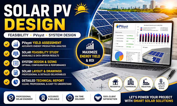 do solar pv feasibility, pvsyst yield assessment and system design