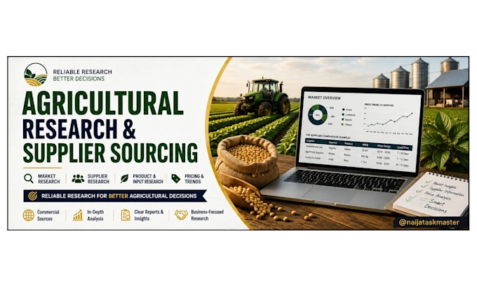 do agricultural research and supplier sourcing