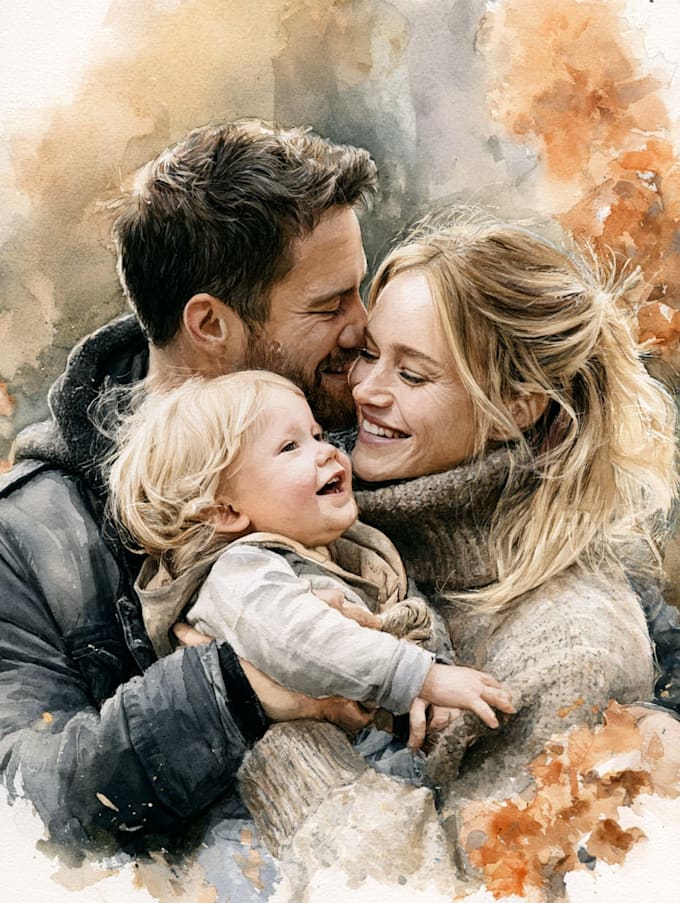 make watercolor family portrait