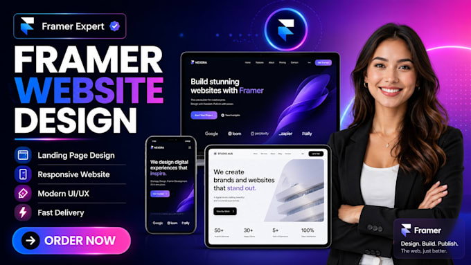 build a framer website with a responsive layout