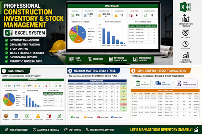 create a construction inventory and stock management