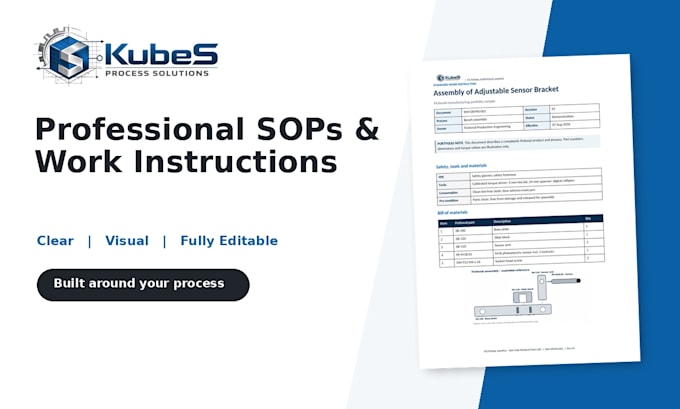 create professional sops, work instructions and process documents