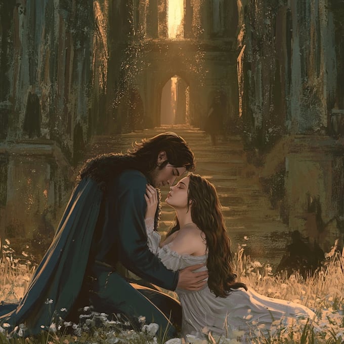 create romantic couple illustrations for books and novels