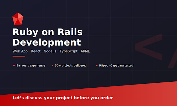 develop and design full stack ruby on rails projects ror, react