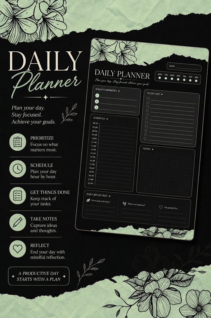 design beautiful floral daily planners