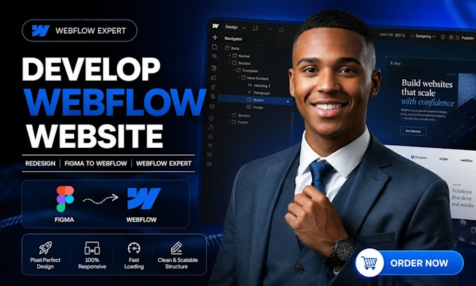 develop webflow website redesign figma to webflow as webflow expert