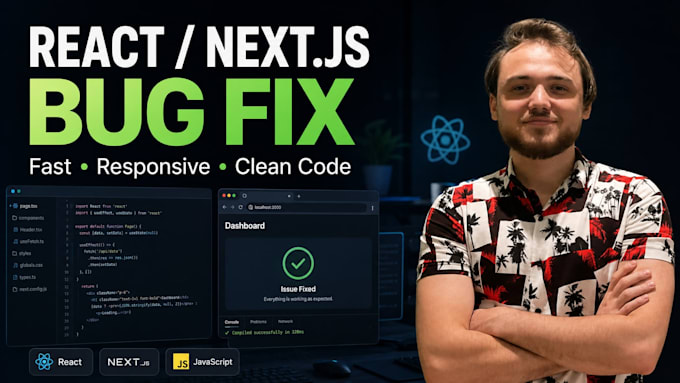 fix react nextjs javascript bugs and responsive issues
