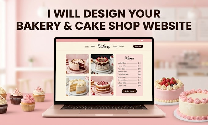 design a responsive HTML CSS bakery and cake shop website